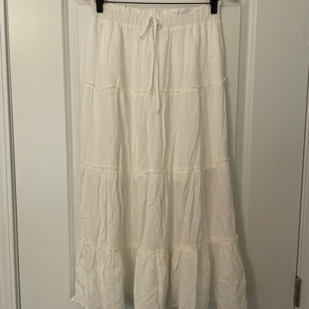 Vici for Love Tree White Boho tiered Maxi Skirt - Picture 2 of 7